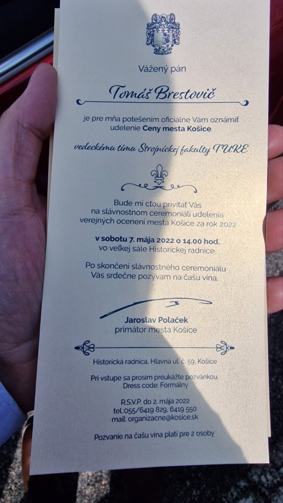 Pozvanka cena mesta kosice