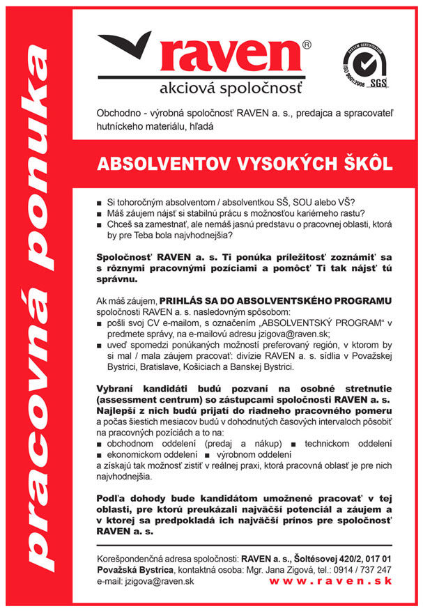 ponuka absolventov raven