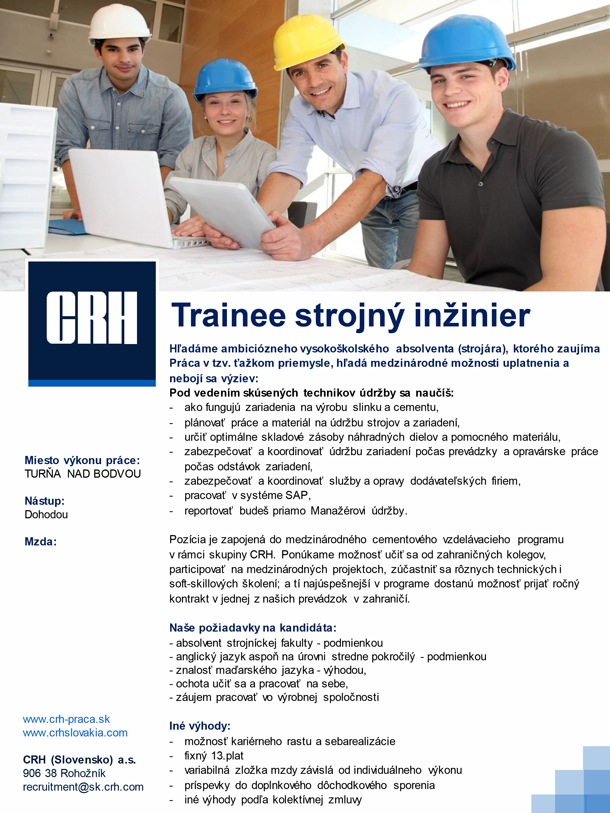 trainee strojny inzinier